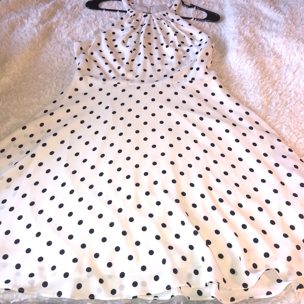 Express Cream and Black Polka Dot Dress